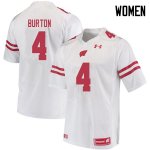 Women's Wisconsin Badgers NCAA #4 Donte Burton White Authentic Under Armour Stitched College Football Jersey GS31V06WL